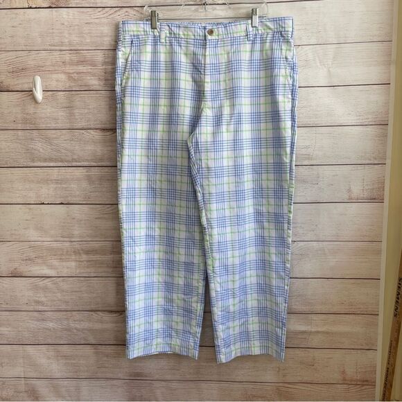 IZOD PLAID GOLF PANTS IN BLUE AND GREEN - Picture 1 of 5
